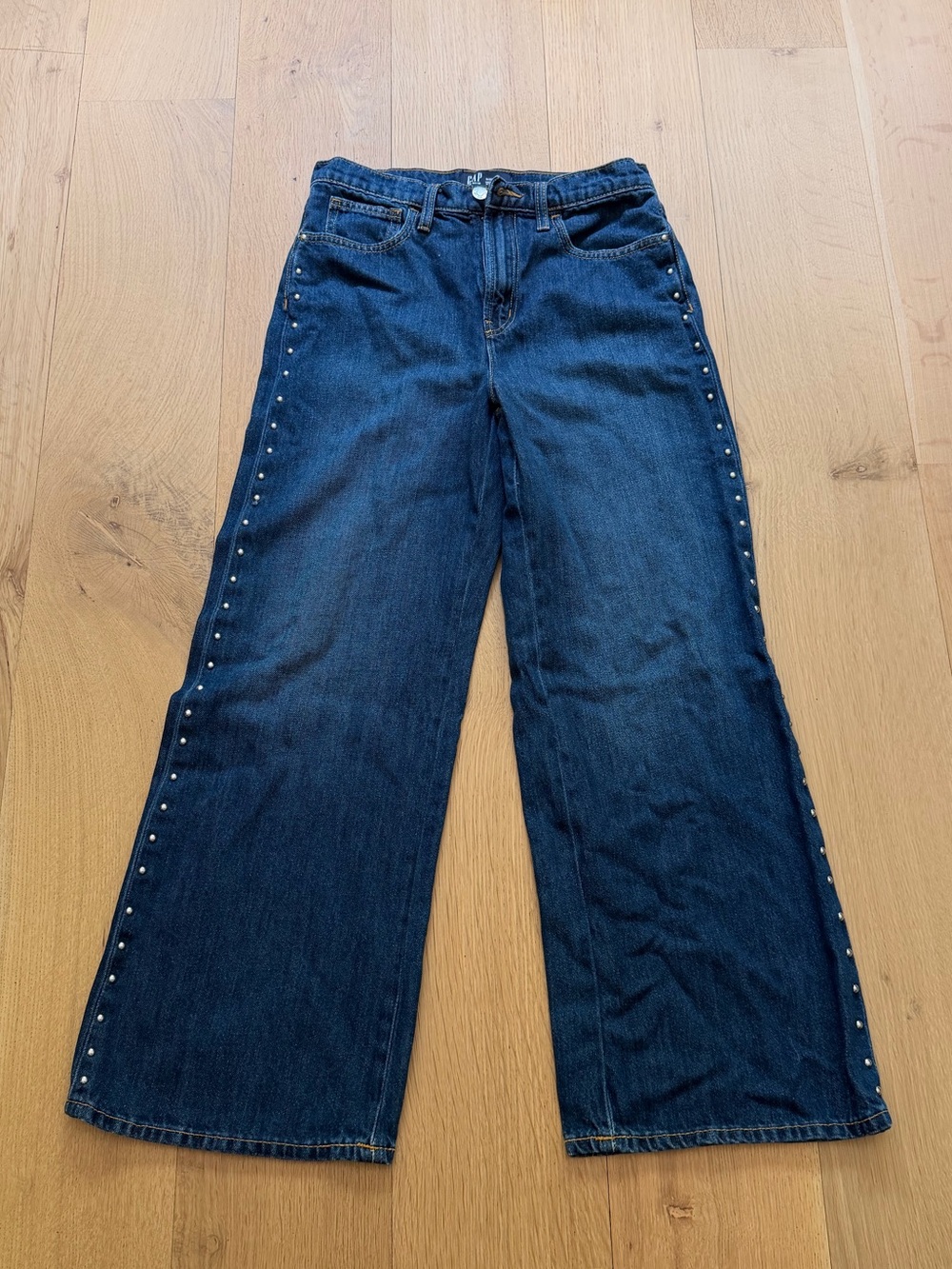 GAP Denim High Rise Wide Leg Studded Jeans Size 6 / 28R Medium Wash
